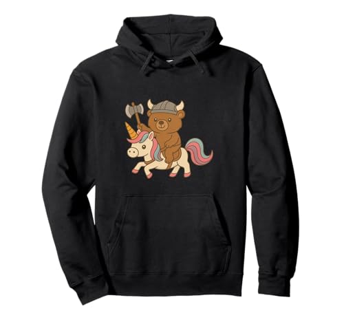 Wikinger Bär reitet EIN Einhorn Jungen Mädchen Männer Frauen Kinder Erwachsene Pullover Hoodie von Viking Bear Riding A Unicorn Rainbow Shop