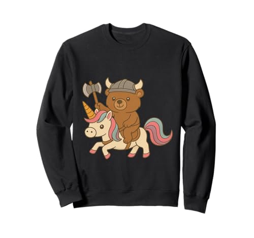 Wikinger Bär reitet EIN Einhorn Jungen Mädchen Männer Frauen Kinder Erwachsene Sweatshirt von Viking Bear Riding A Unicorn Rainbow Shop
