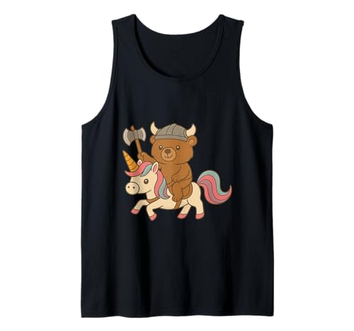 Wikinger Bär reitet EIN Einhorn Jungen Mädchen Männer Frauen Kinder Erwachsene Tank Top von Viking Bear Riding A Unicorn Rainbow Shop