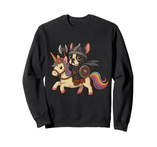 Viking Boston Terrier reiten EIN Einhorn Jungen Mädchen Männer Kinder Sweatshirt von Viking Boston terrier Riding A Unicorn Shop