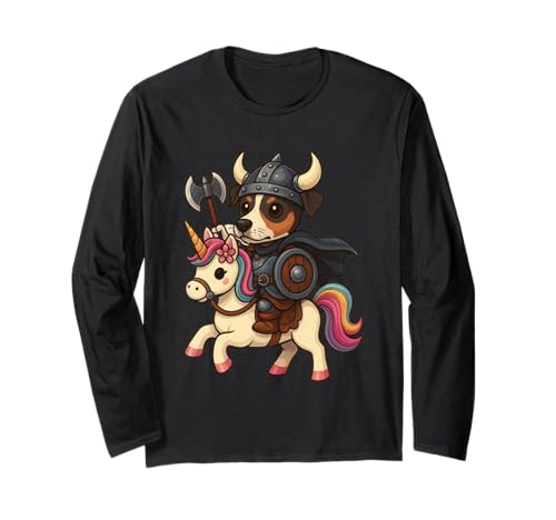 Viking Brazilian Terrier reitet EIN Einhorn Jungen Mädchen Herren Langarmshirt von Viking Brazilian terrier Riding A Unicorn Shop
