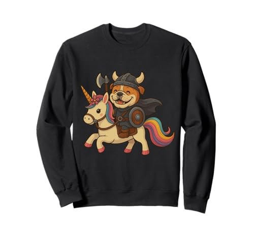 Wikinger-Bulldogge reitet EIN Einhorn Jungen Mädchen Kinder Männer Frauen Sweatshirt von Viking Bulldog Riding A Unicorn Rainbow Shop