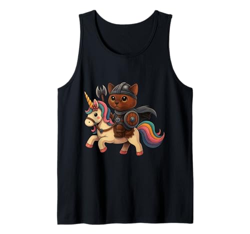 Wikinger Burmesische Katze reitet EIN Einhorn Jungen Mädchen Männer Frauen Kind Tank Top von Viking Burmese Cat Riding A Unicorn Rainbow Shop
