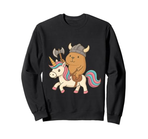 Wikinger Capybara reitet EIN Einhorn Jungen Mädchen Männer Frauen Kinder Sweatshirt von Viking Capybara Riding A Unicorn Rainbow Shop
