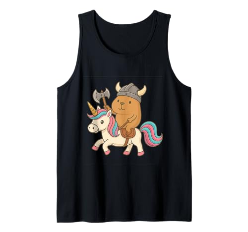 Wikinger Capybara reitet EIN Einhorn Jungen Mädchen Männer Frauen Kinder Tank Top von Viking Capybara Riding A Unicorn Rainbow Shop