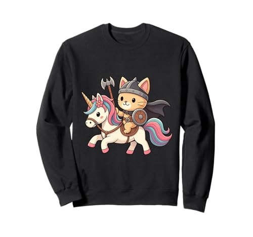 Wikinger-Katze reitet EIN Einhorn Jungen Mädchen Männer Frauen Kinder Erwachsene Sweatshirt von Viking Cat Riding A Unicorn Rainbow Shop