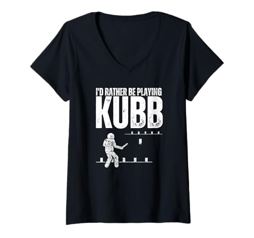 Damen Ich Spiele Lieber Kubb Viking Chess Funny Kubb T-Shirt mit V-Ausschnitt von Viking Chess Yard Game And Kubb Game Designs