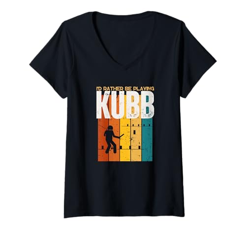 Damen Ich Spiele Lieber Kubb Viking Chess Funny Kubb T-Shirt mit V-Ausschnitt von Viking Chess Yard Game And Kubb Game Designs