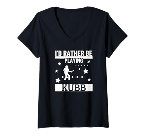Damen Ich Spiele Lieber Kubb Viking Chess Funny Kubb T-Shirt mit V-Ausschnitt von Viking Chess Yard Game And Kubb Game Designs