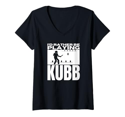 Damen Ich Spiele Lieber Kubb Viking Chess Funny Kubb T-Shirt mit V-Ausschnitt von Viking Chess Yard Game And Kubb Game Designs
