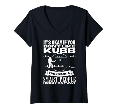 Damen Kubb is for Smart People Lustiger Wikinger Schach Kubb T-Shirt mit V-Ausschnitt von Viking Chess Yard Game And Kubb Game Designs