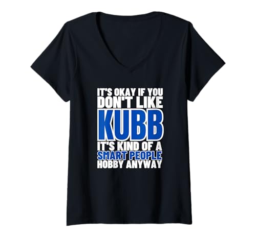 Damen Kubb is for Smart People Lustiger Wikinger Schach Kubb T-Shirt mit V-Ausschnitt von Viking Chess Yard Game And Kubb Game Designs