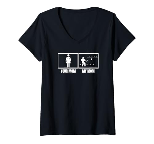 Damen Viking Chess Deine Mutter Meine Mutter Tochter Sohn Lustiger Kubb T-Shirt mit V-Ausschnitt von Viking Chess Yard Game And Kubb Game Designs