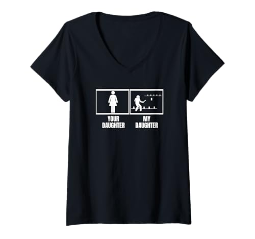 Damen Viking Chess Deine Tochter Meine Tochter Bruder Funny Kubb T-Shirt mit V-Ausschnitt von Viking Chess Yard Game And Kubb Game Designs