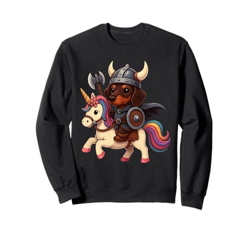 Wikinger Dackel reitet EIN Einhorn Jungen Mädchen Männer Frauen Kinder Sweatshirt von Viking Dachshund Riding A Unicorn Rainbow Shop