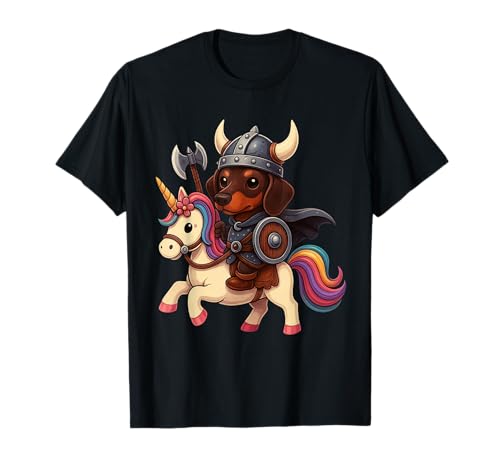Wikinger Dackel reitet EIN Einhorn Jungen Mädchen Männer Frauen Kinder T-Shirt von Viking Dachshund Riding A Unicorn Rainbow Shop