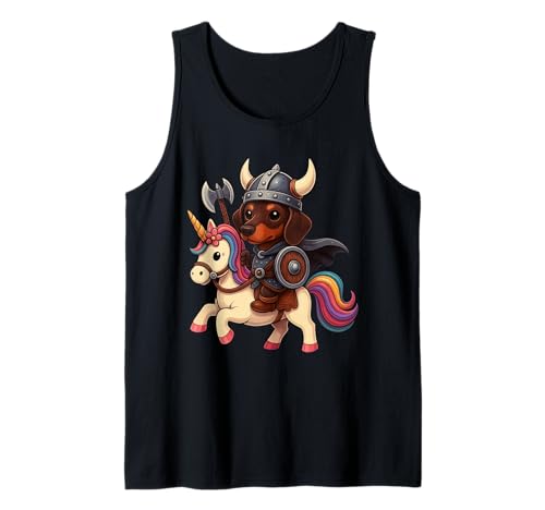 Wikinger Dackel reitet EIN Einhorn Jungen Mädchen Männer Frauen Kinder Tank Top von Viking Dachshund Riding A Unicorn Rainbow Shop
