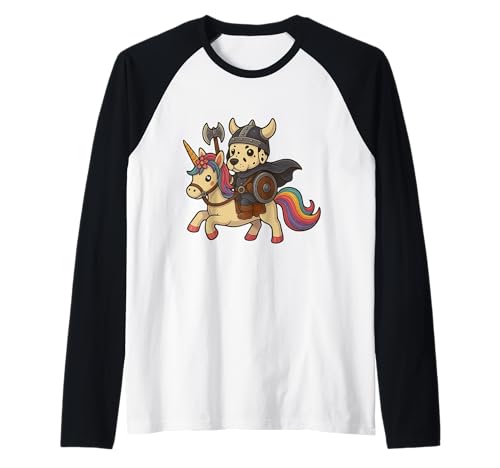 Wikinger Dalmatiner reitet EIN Einhorn Jungen Mädchen Männer Frauen Kinder Raglan von Viking Dalmatian Riding A Unicorn Rainbow Shop