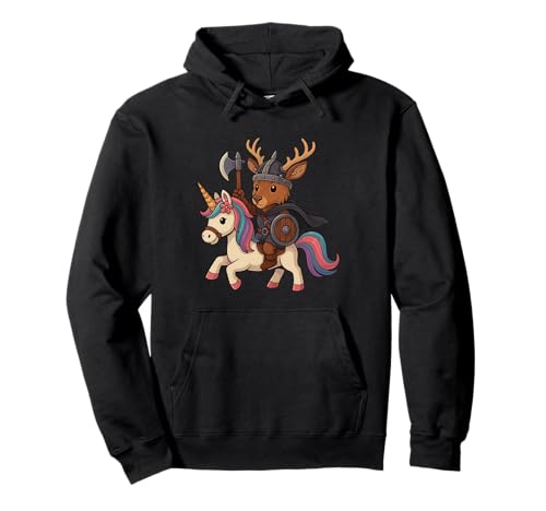 Wikinger Hirsch reitet EIN Einhorn Jungen Mädchen Männer Frauen Kinder Erwachsene Pullover Hoodie von Viking Deer Riding A Unicorn Rainbow Shop