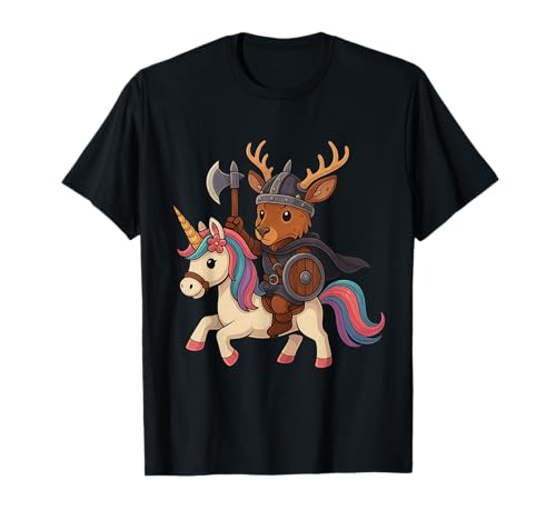 Wikinger Hirsch reitet EIN Einhorn Jungen Mädchen Männer Frauen Kinder Erwachsene T-Shirt von Viking Deer Riding A Unicorn Rainbow Shop