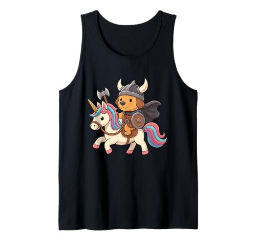 Wikinger Hund reitet EIN Einhorn Jungen Mädchen Männer Frauen Kinder Erwachsene Tank Top von Viking Dog Riding A Unicorn Rainbow Shop