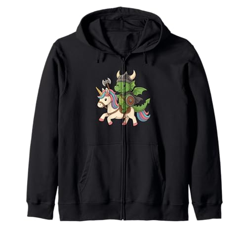 Wikinger Drache reitet EIN Einhorn Jungen Mädchen Männer Frauen Kinder Kapuzenjacke von Viking Dragon Riding A Unicorn Rainbow Shop