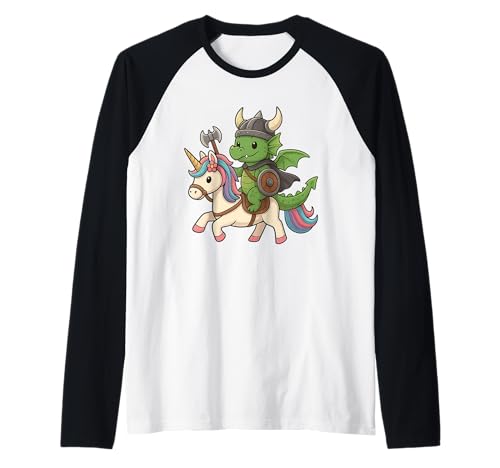 Wikinger Drache reitet EIN Einhorn Jungen Mädchen Männer Frauen Kinder Raglan Wikinger Drache reitet EIN Einhorn Jungen Mädchen Männer Frauen Kinder Raglan von Viking Dragon Riding A Unicorn Rainbow Shop