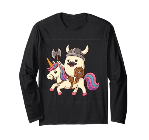 Wikingerei reitet EIN Einhorn Jungen Mädchen Männer Frauen Kinder Erwachsene Langarmshirt von Viking Egg Riding A Unicorn Rainbow Shop