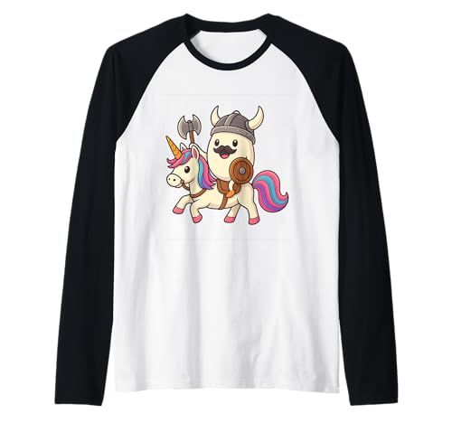 Wikingerei reitet EIN Einhorn Jungen Mädchen Männer Frauen Kinder Erwachsene Raglan von Viking Egg Riding A Unicorn Rainbow Shop