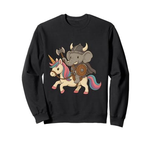 Wikinger Elefant reitet EIN Einhorn Jungen Mädchen Männer Frauen Kinder Sweatshirt von Viking Elephant Riding A Unicorn Rainbow Shop