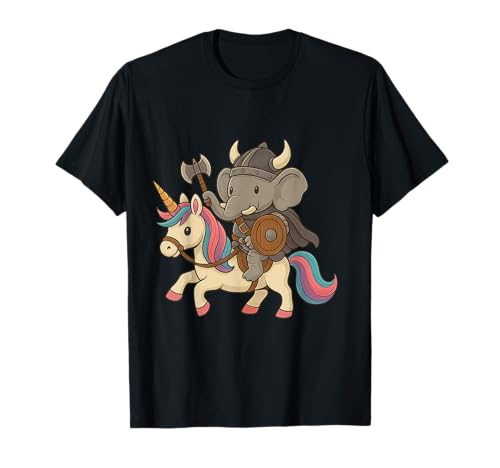 Wikinger Elefant reitet EIN Einhorn Jungen Mädchen Männer Frauen Kinder T-Shirt von Viking Elephant Riding A Unicorn Rainbow Shop