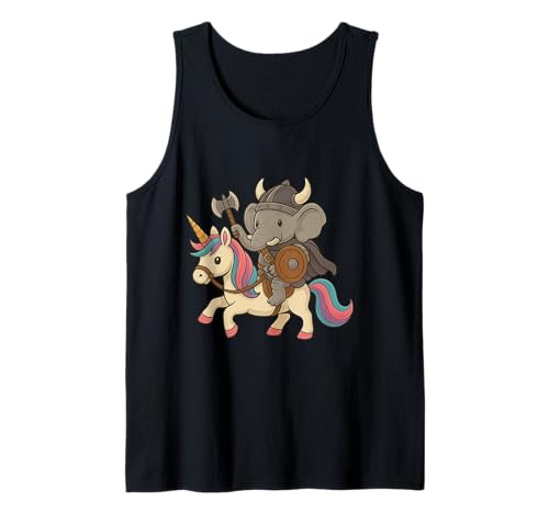 Wikinger Elefant reitet EIN Einhorn Jungen Mädchen Männer Frauen Kinder Tank Top von Viking Elephant Riding A Unicorn Rainbow Shop