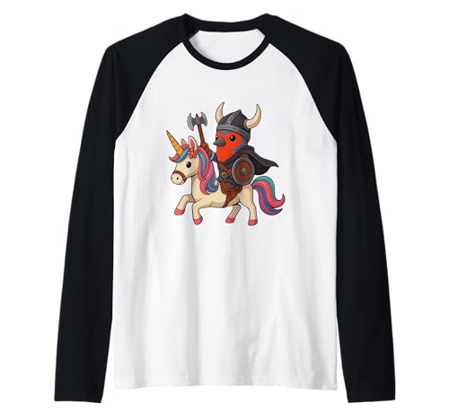 Wikinger Finken reitet EIN Einhorn Jungen Mädchen Männer Frauen Kinder Raglan von Viking Finch Riding A Unicorn Rainbow Shop