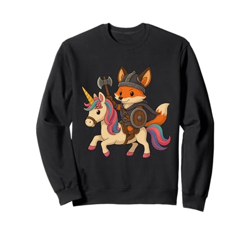 Wikinger Fuchs reitet EIN Einhorn Jungen Mädchen Männer Frauen Kinder Erwachsene Sweatshirt von Viking Fox Riding A Unicorn Rainbow Shop