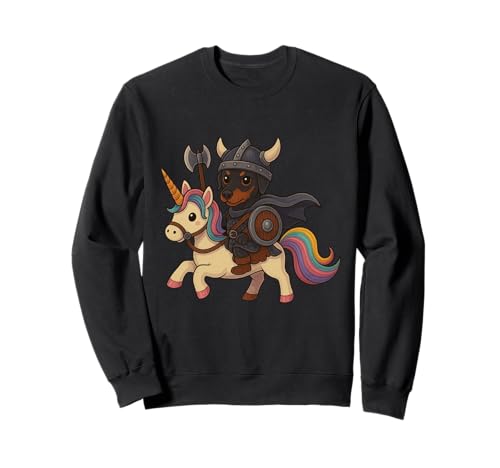 Wikinger Deutscher Pinscher Reiten Einhorn Jungen Mädchen Männer Frauen Sweatshirt von Viking German pinscher Riding A Unicorn Shop