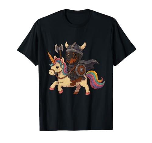 Wikinger Deutscher Pinscher Reiten Einhorn Jungen Mädchen Männer Frauen T-Shirt von Viking German pinscher Riding A Unicorn Shop