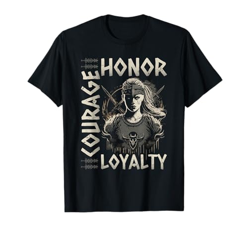 Wikinger Frauen Leitsätze, Viking Damen Schildmaid T-Shirt Wikinger Frauen Leitsätze, Viking Damen Schildmaid T-Shirt von Viking Geschenke Wikinger Kleidung Herren & Frauen