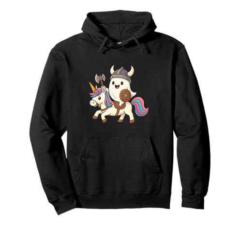 Viking Ghost Riding A Unicorn Jungen Mädchen Herren Damen Kinder Pullover Hoodie von Viking Ghost Riding A Unicorn Rainbow Halloween