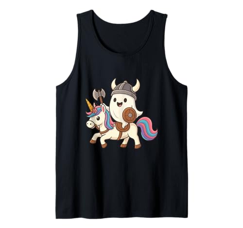 Viking Ghost Riding A Unicorn Jungen Mädchen Herren Damen Kinder Tank Top von Viking Ghost Riding A Unicorn Rainbow Halloween