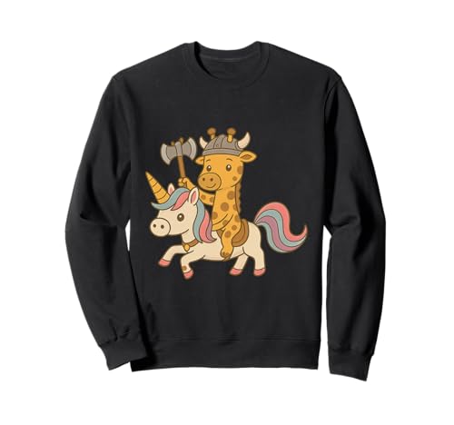 Wikinger Giraffe reitet EIN Einhorn Jungen Mädchen Männer Frauen Kinder Sweatshirt von Viking Giraffe Riding A Unicorn Rainbow Shop
