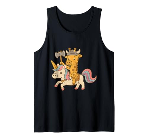Wikinger Giraffe reitet EIN Einhorn Jungen Mädchen Männer Frauen Kinder Tank Top von Viking Giraffe Riding A Unicorn Rainbow Shop