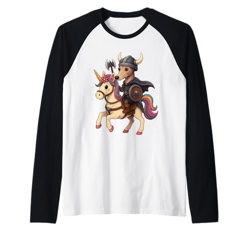 Wikinger Windhund reitet EIN Einhorn Jungen Mädchen Männer Frauen Kinder Raglan von Viking Greyhound Riding A Unicorn Rainbow Shop