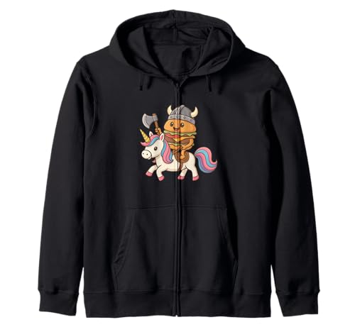 Wikinger Hamburger reitet EIN Einhorn Jungen Mädchen Männer Frauen Kinder Kapuzenjacke von Viking Hamburger Riding A Unicorn Rainbow Shop
