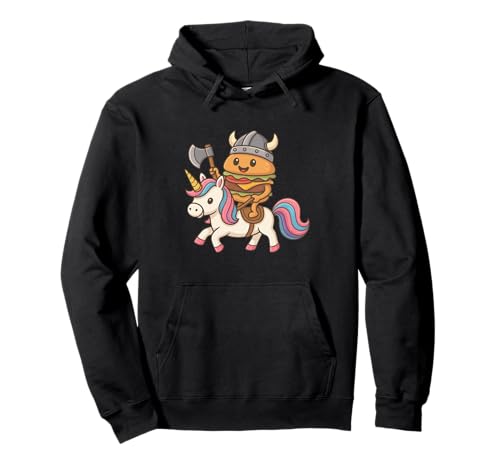 Wikinger Hamburger reitet EIN Einhorn Jungen Mädchen Männer Frauen Kinder Pullover Hoodie von Viking Hamburger Riding A Unicorn Rainbow Shop