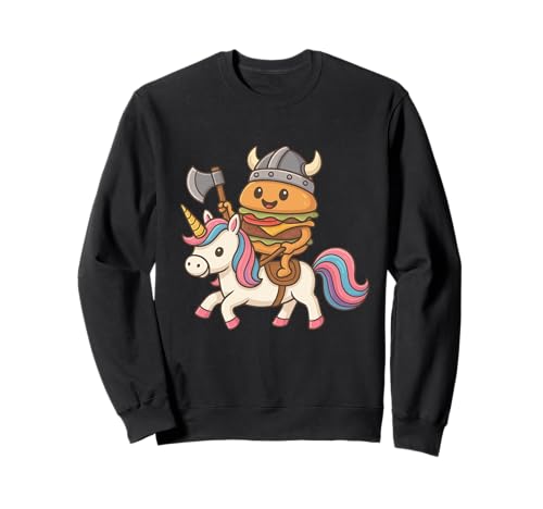 Wikinger Hamburger reitet EIN Einhorn Jungen Mädchen Männer Frauen Kinder Sweatshirt von Viking Hamburger Riding A Unicorn Rainbow Shop