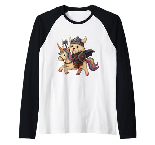 Wikinger Malteser reitet EIN Einhorn Jungen Mädchen Männer Frauen Kinder Raglan von Viking Maltese Riding A Unicorn Rainbow Shop