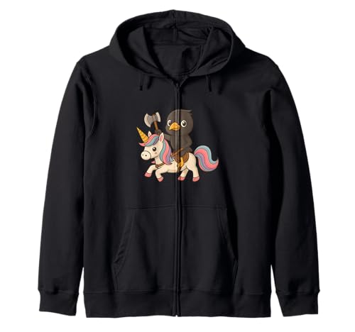 Viking Mynah Bird Riding A Unicorn Jungen Mädchen Herren Damen Kinder Kapuzenjacke von Viking Mynah Bird Riding A Unicorn Rainbow Shop