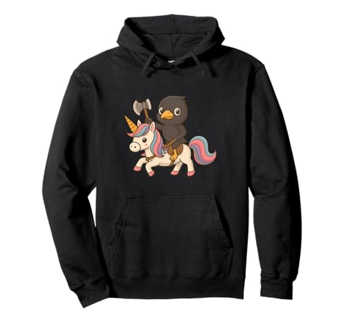 Viking Mynah Bird Riding A Unicorn Jungen Mädchen Herren Damen Kinder Pullover Hoodie von Viking Mynah Bird Riding A Unicorn Rainbow Shop