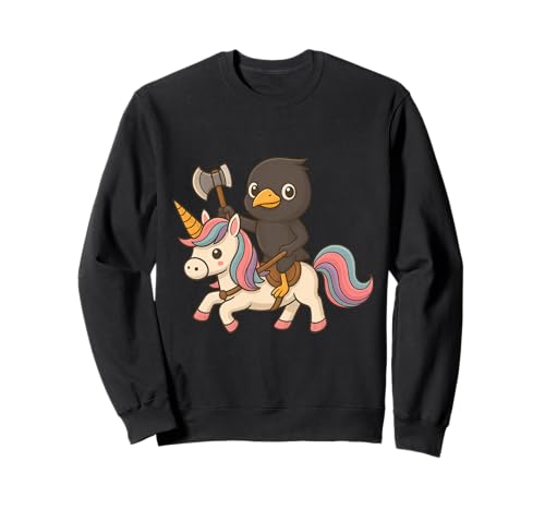 Viking Mynah Bird Riding A Unicorn Jungen Mädchen Herren Damen Kinder Sweatshirt von Viking Mynah Bird Riding A Unicorn Rainbow Shop