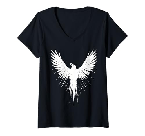 Damen Wikinger Rabe nordische Mythologie Symbol Nordischer Rabe T-Shirt mit V-Ausschnitt Damen Wikinger Rabe nordische Mythologie Symbol Nordischer Rabe T-Shirt mit V-Ausschnitt von Viking Norse Raven Mythology Gifts